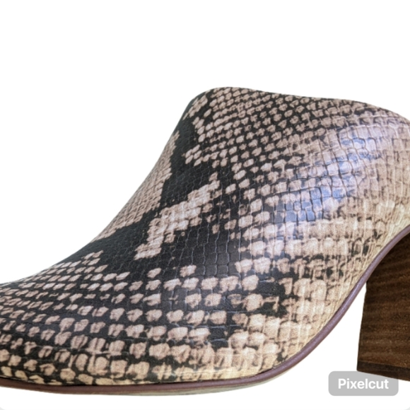 STEVEN by Steve Madden NEVA Snake Print Pointed Toe Block Heel Mules Size 6 - Picture 7 of 10